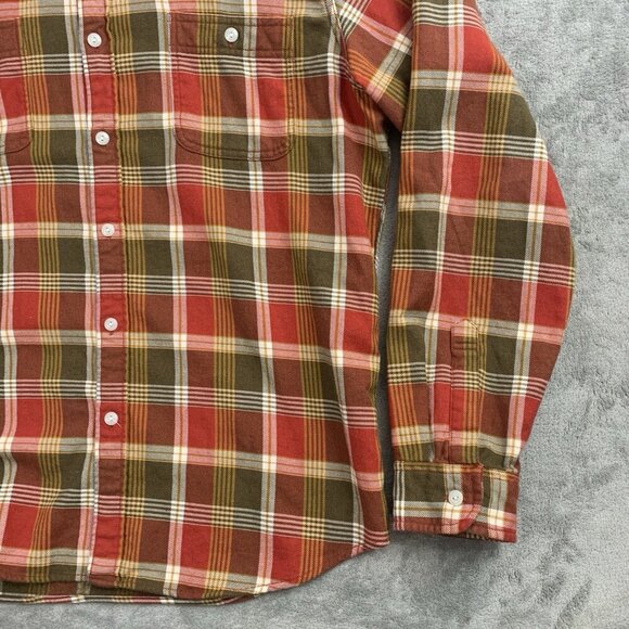 Wallace & Barnes J Crew Flannel Shirt Men XL Red Plaid Check Button Up Slim Fit - Picture 4 of 10